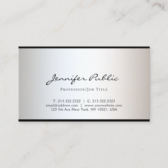 Modern Minimalist Design Creative Clean Plain Glam Business Card (Front)
