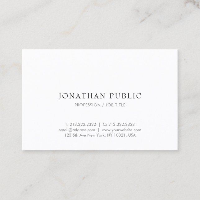 Modern Minimalist Design Elegant Professional Chic Business Card (Front)