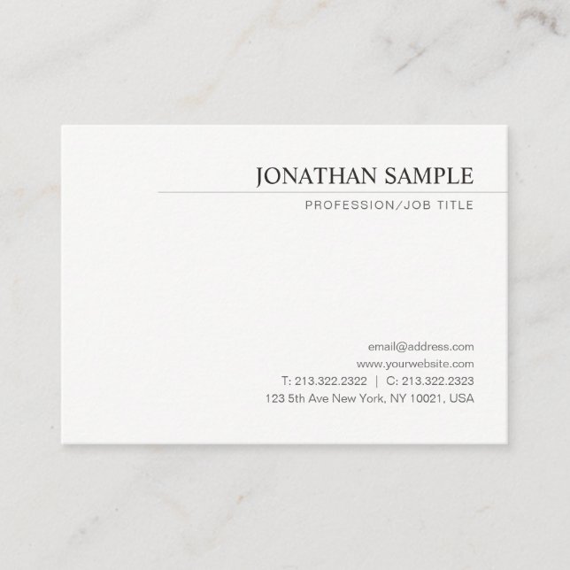 Modern Minimalist Design Elegant Simple Template Business Card (Front)
