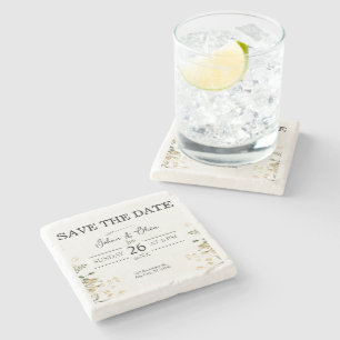 Modern Minimalist Design Save The Date Stone Coaster