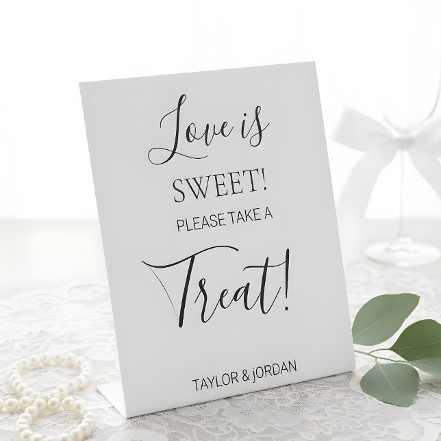 Modern Minimalist Dessert Table "Love is Sweet"  Pedestal Sign (Creator Uploaded)