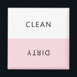 Modern Minimalist Dishwasher Clean Dirty Magnet<br><div class="desc">Modern minimalist pastel pink dishwasher clean or dirty magnet for indicating dishes in home kitchen.</div>