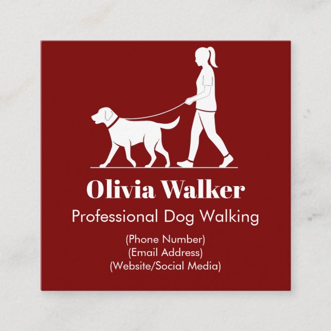 Modern Minimalist Dog Walker Business Card (Front)