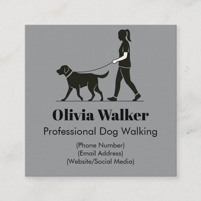 Modern Minimalist Dog Walker Business Card (Front)