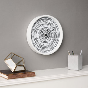 Modern Minimalist Dot Geometric Circle White Grey Clock
