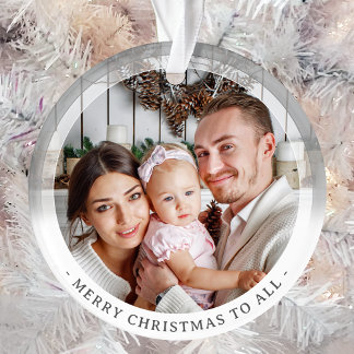 Modern Minimalist Double Sided Two photo Custom Ornament