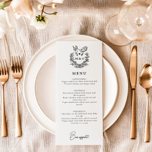 Modern Minimalist Doves Elegant Script Wedding Menu