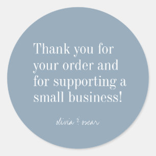 Modern Minimalist Dusty Blue Editable Thank You Classic Round Sticker