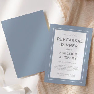 Modern Minimalist Dusty Blue Grey Rehearsal Dinner Invitation
