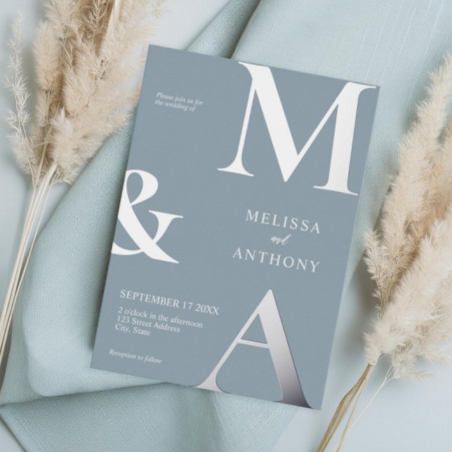 Modern Minimalist Dusty Blue Monogram Wedding (Creator Uploaded)