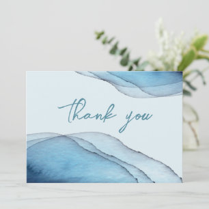 Modern, minimalist Dusty blue navy Thank You Card