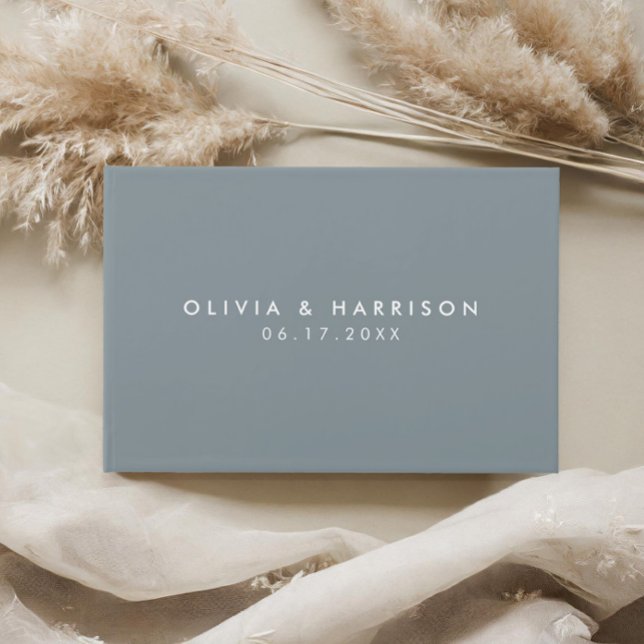 Modern Minimalist Dusty Blue Simple Wedding Guest Book (Creator Uploaded)