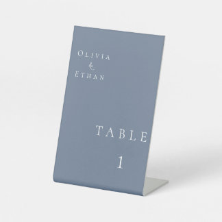 Modern Minimalist Dusty Blue Table Number Pedestal Sign