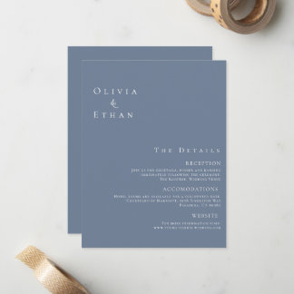 Modern Minimalist Dusty Blue Wedding Details Card