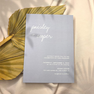 Modern Minimalist Dusty Blue Wedding Invitation