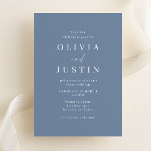 Modern Minimalist Dusty Blue Wedding Invitation