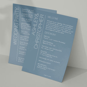 Modern Minimalist Dusty Blue Wedding Programme