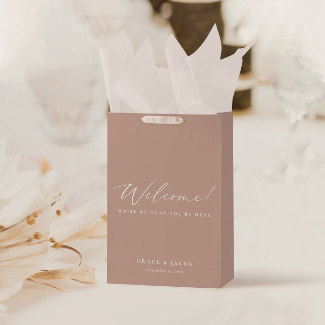 Modern Minimalist Dusty Blush Pink Wedding Welcome Medium Gift Bag (Creator Uploaded)