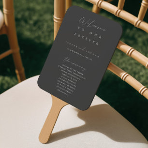 Modern Minimalist Dusty Grey Ceremony Program  Hand Fan
