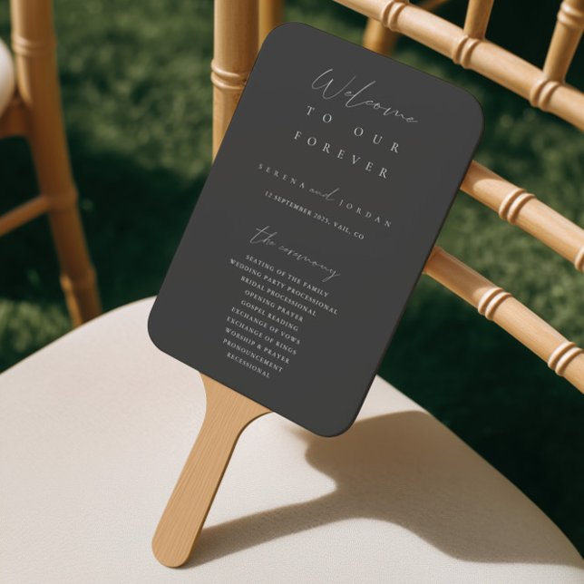 Modern Minimalist Dusty Grey Ceremony Program  Hand Fan (Creator Uploaded)