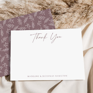 Modern Minimalist Dusty Purple Botanical Thank You Card