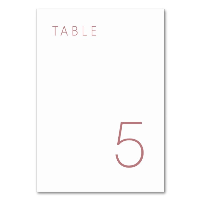 Modern Minimalist Dusty Rose Table Number (Back)