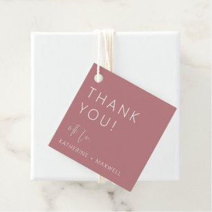 Modern Minimalist Dusty Rose Thank You Favour Tags