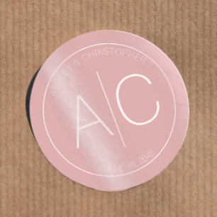 Modern Minimalist Dusty Rose Wedding Classic Round Sticker