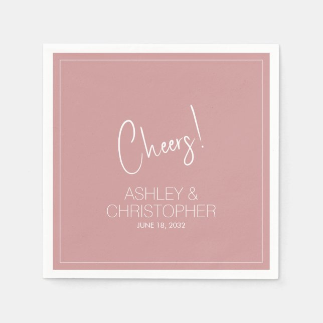 Modern Minimalist Dusty Rose Wedding Napkin (Front)