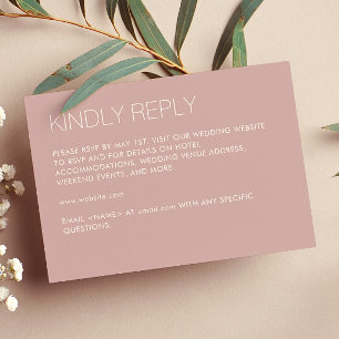 Modern Minimalist Dusty Rose Wedding RSVP Card
