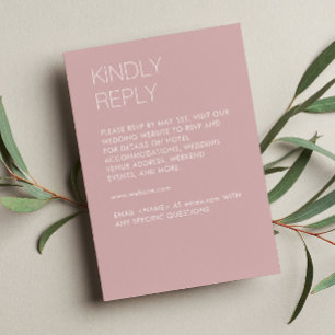 Modern Minimalist Dusty Rose Wedding RSVP Card