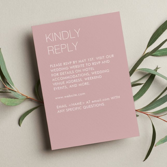 Modern Minimalist Dusty Rose Wedding RSVP Card (Creator Uploaded)