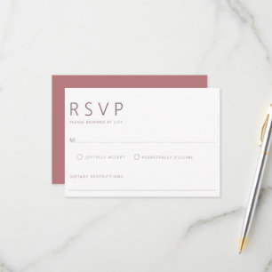 Modern Minimalist Dusty Rose Wedding RSVP Card
