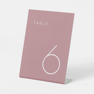 Modern Minimalist Dusty Rose & White Table Number Pedestal Sign