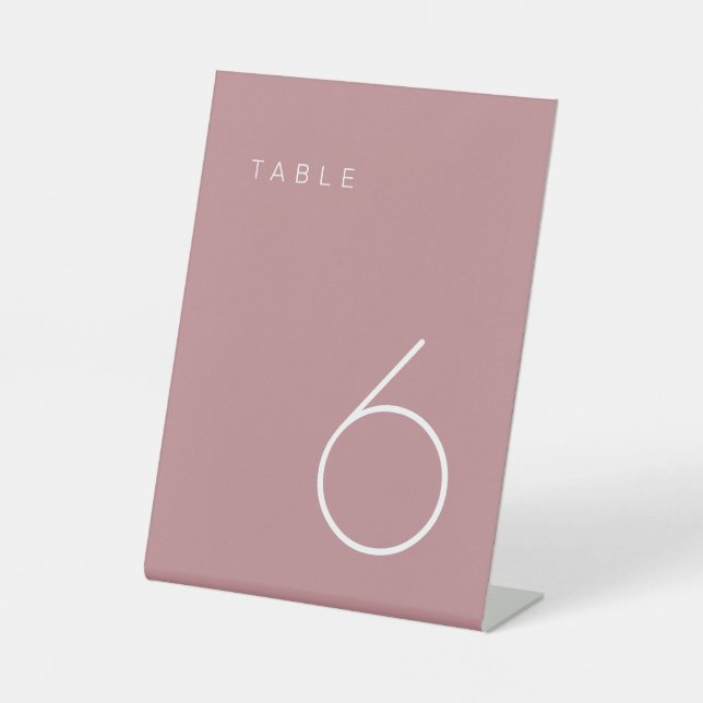 Modern Minimalist Dusty Rose & White Table Number  Pedestal Sign (Front)