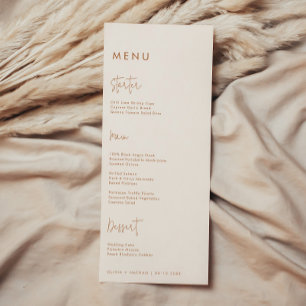 Modern Minimalist Earthy Wedding Menu