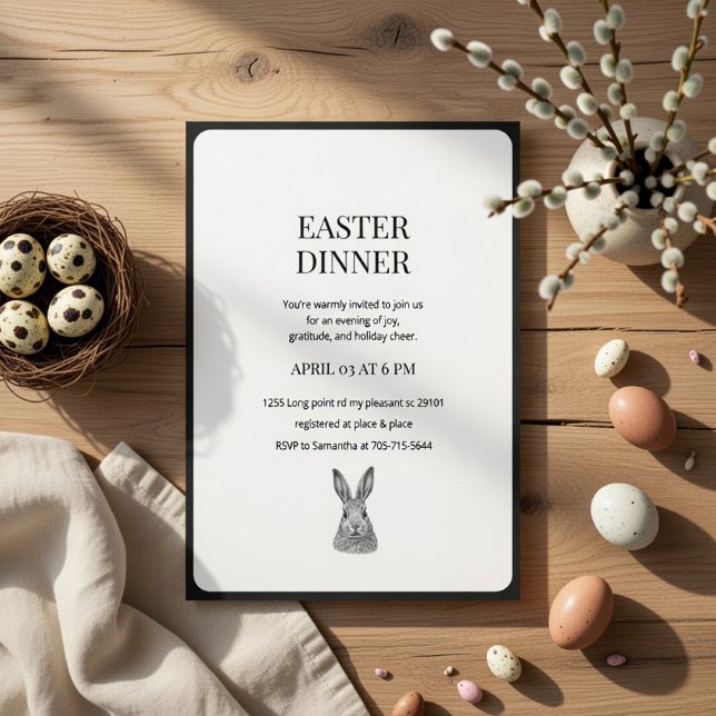 Modern Minimalist Easter Dinner  Invitation (Creator Uploaded)