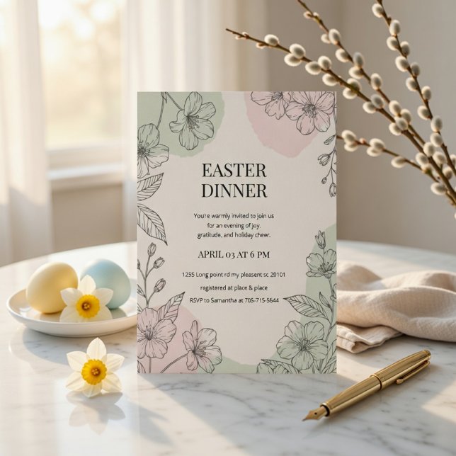 Modern Minimalist Easter Dinner  Invitation (Creator Uploaded)