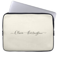 Modern Minimalist Ecru White Script Custom Name