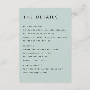 Modern Minimalist Editorial All Caps Seafoam  Enclosure Card