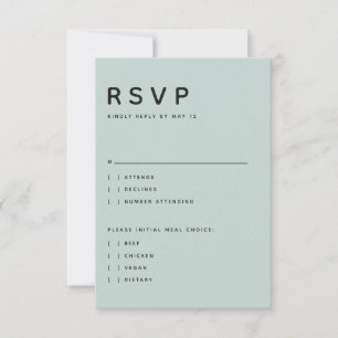 Modern Minimalist Editorial All Caps Seafoam RSVP Card
