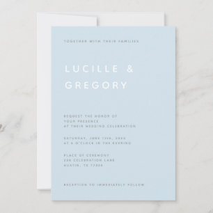 Modern Minimalist Editorial All Caps Sky Blue Invitation