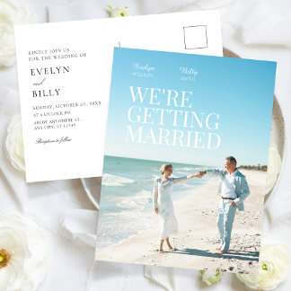 Modern minimalist elegance romance photo wedding invitation postcard