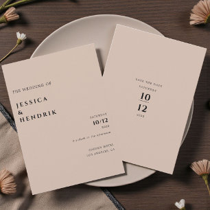 Modern Minimalist Elegant Bisque Wedding Invitation