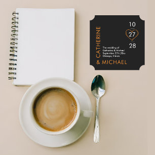 Modern Minimalist Elegant Black and Orange Paper Coaster