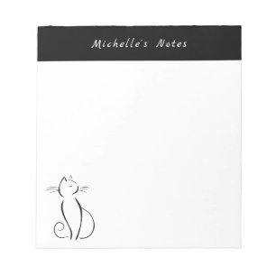 Modern Minimalist Elegant Black Cat Notepad