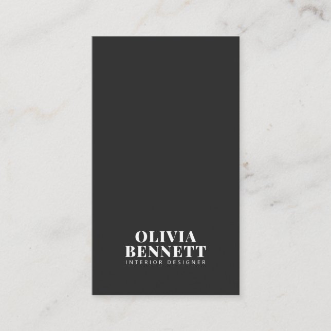 Modern minimalist elegant black interior designer business card (Front)