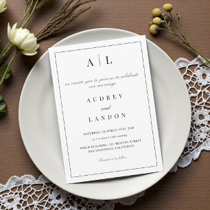 Modern Minimalist Elegant Black White Invitation