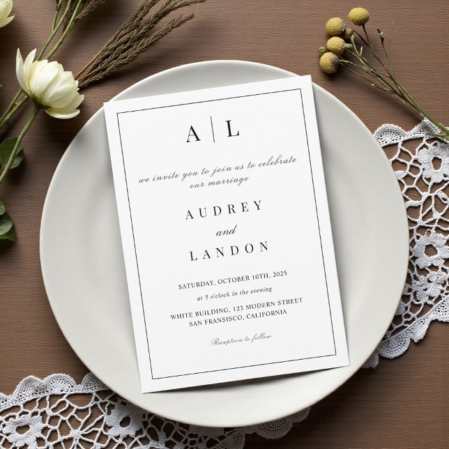 Modern Minimalist Elegant Black White  Invitation (Creator Uploaded)