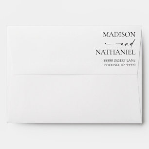 Modern Minimalist Elegant Black White Wedding Envelope